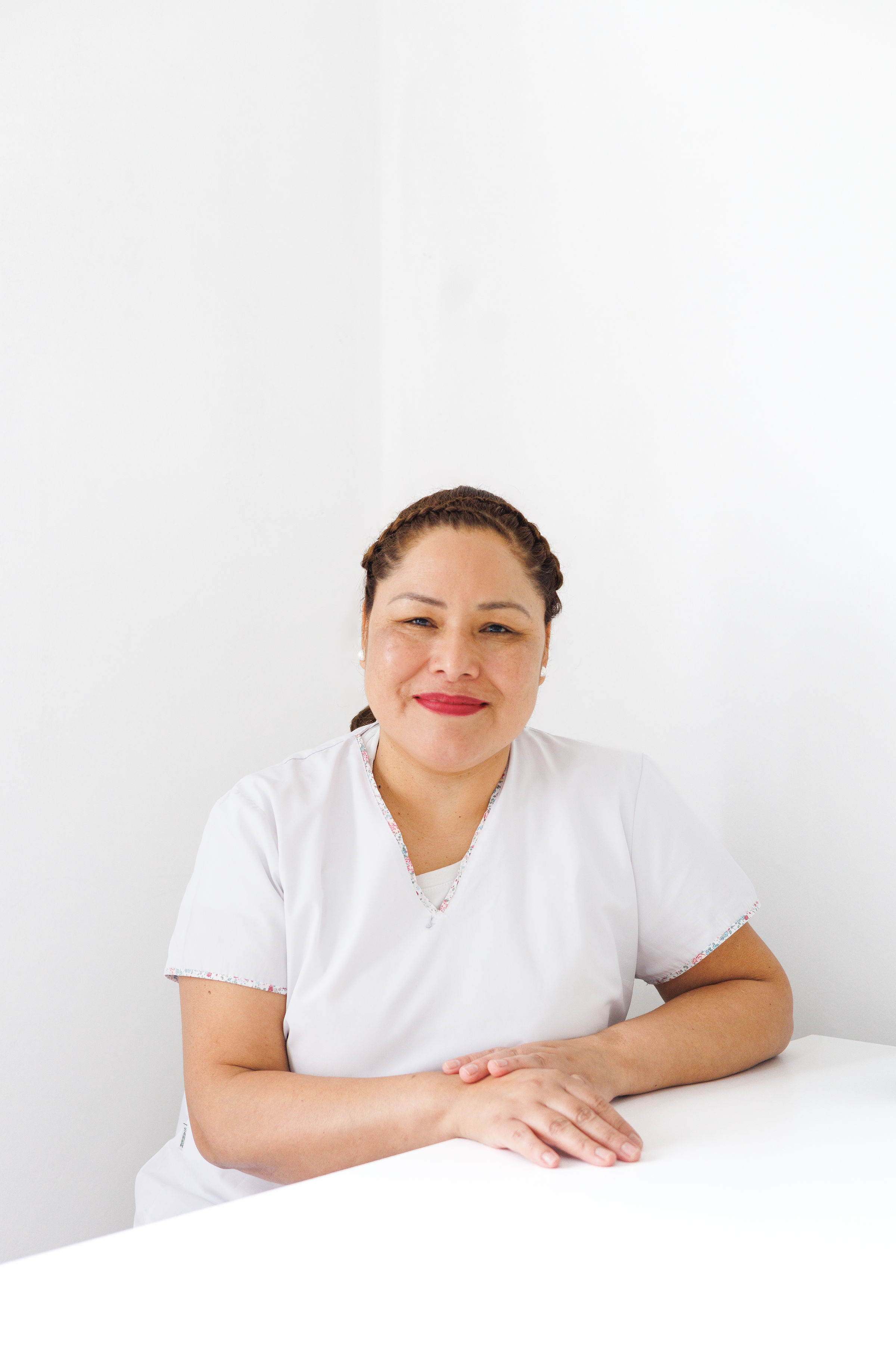 Maira Vargas, Cosmiatra y masoterapeuta, en su consultorio de San Miguel